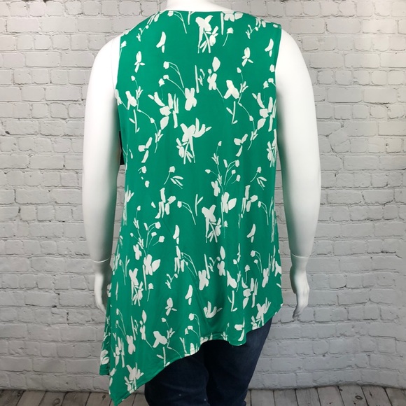 Alfani Asymmetrical Green & White Tank Top Plus Sz - Picture 3 of 3